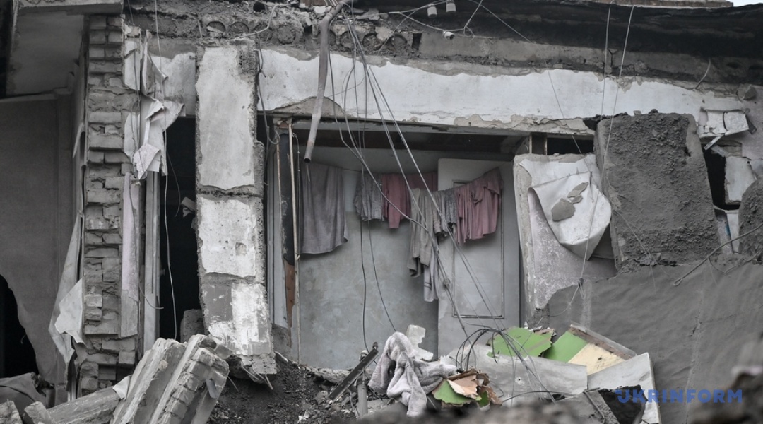 A destroyed home after the strike in Zaporizhzhia