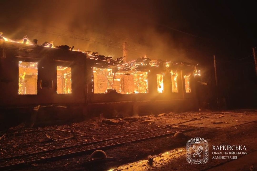 A fire after shelling in Kharkiv Oblast (photo: Kharkiv Regional Military Administration)