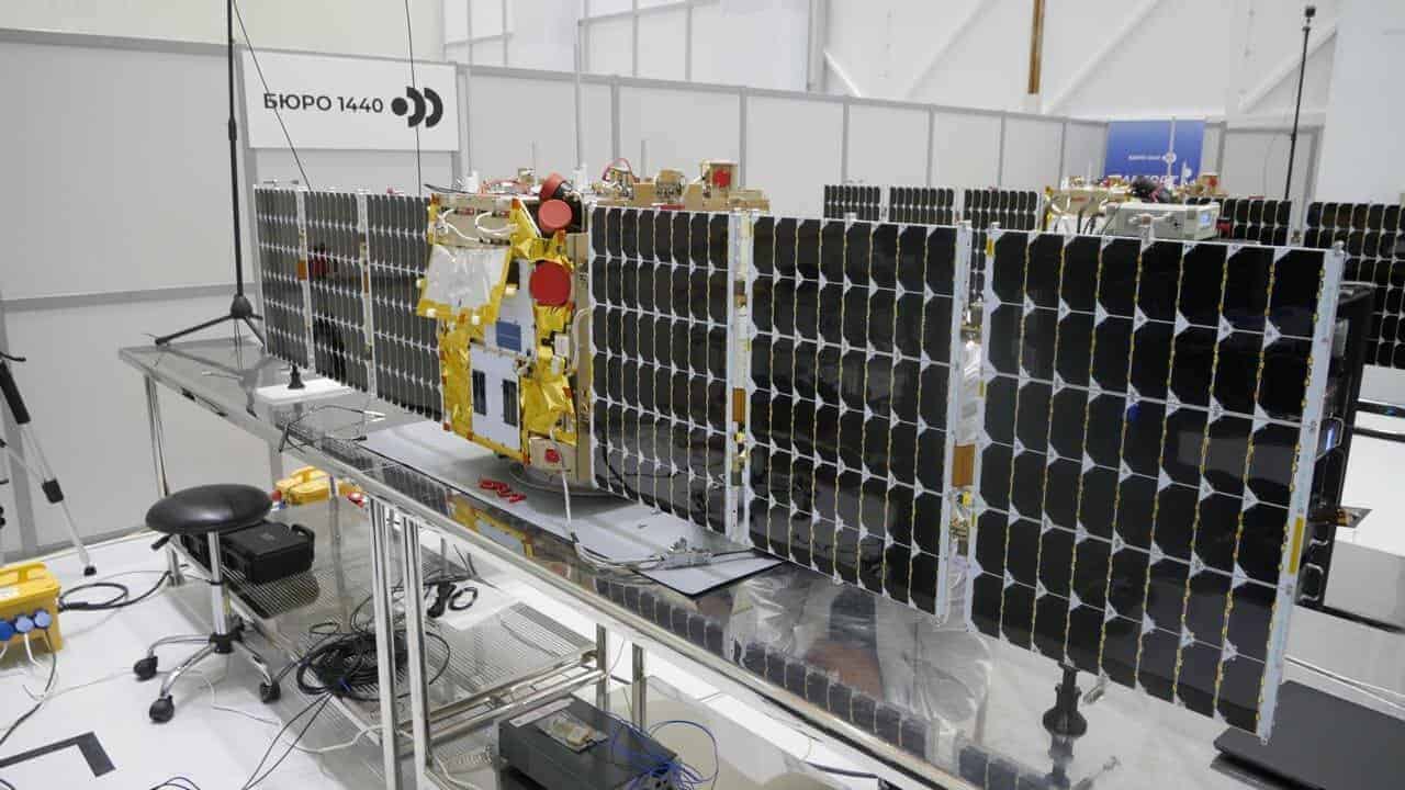 A Rassvet satellite at a Bureau 1440 assembly facility. Photo: Bureau 1440 / Militarnyi