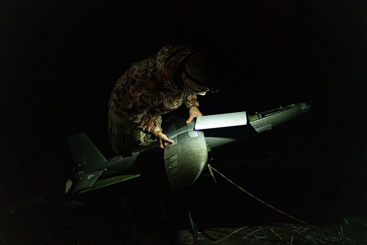 A strike-drone crew on a night mission (illustrative photo)