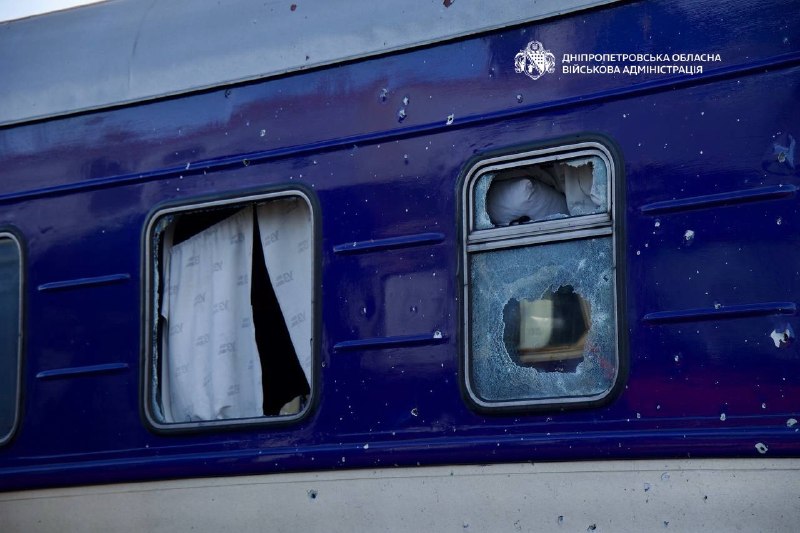 A broken carriage window after the blast